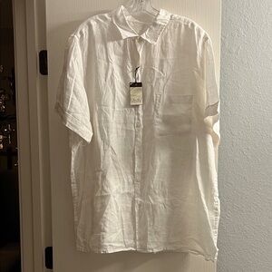 Tasso Elba White Casual Button Down Shirt